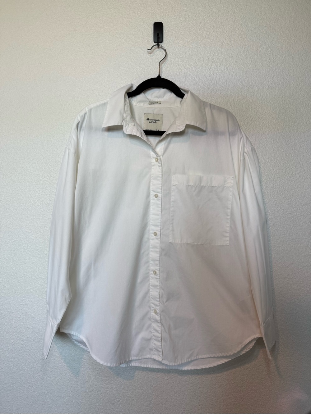 Abercrombie & Fitch White Oversized Poplin Shirt